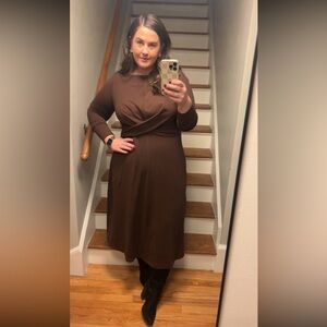 Eloquii Long Sleeve Wrap-Front Dress